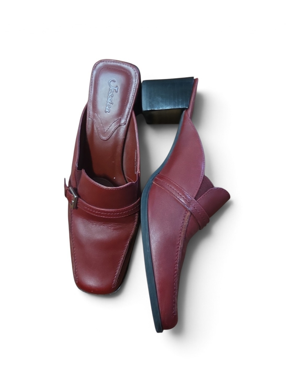 Jessica Women's Burgundy Leather Slip-On Mules